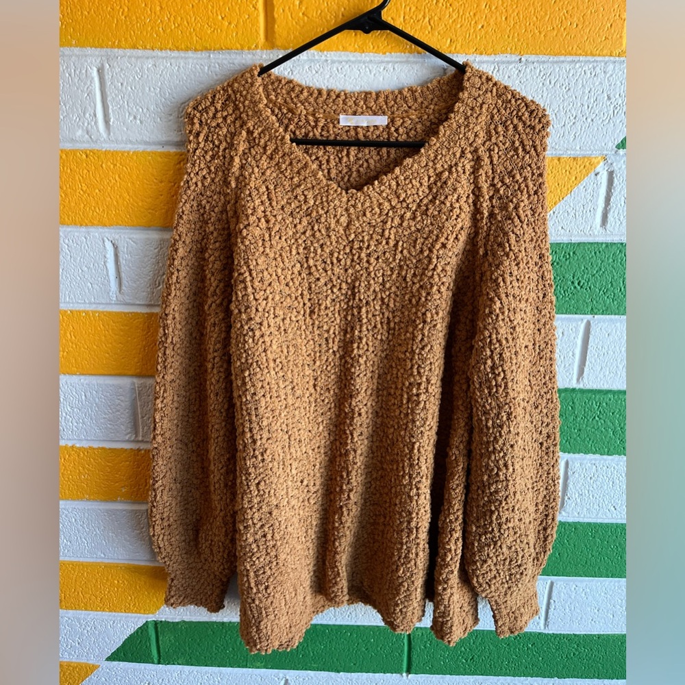 Elegant Women's V-Neck Sweater in Tan